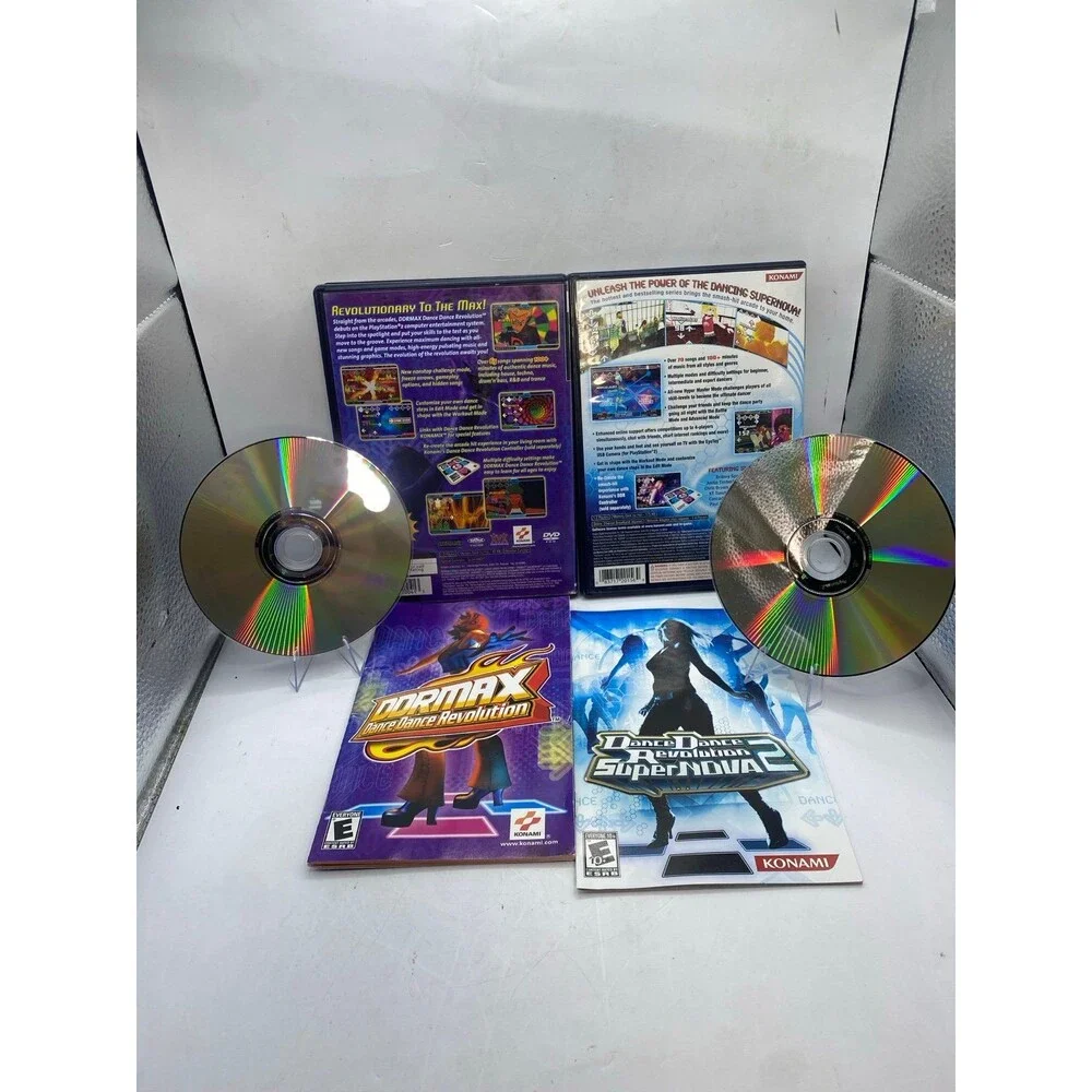 PS2 DDR max 1 + 2 Playstation 2 Dance Dance Revolution w PS2 Dance Pads + games